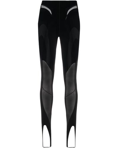 Mugler X Wolford Sheer-panel leggings - Black