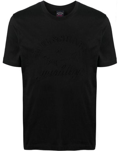 Paul & Shark T-shirt en coton à logo brodé - Noir