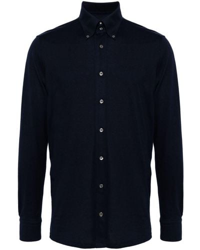 N.Peal Cashmere Hemd mit Button-down-Kragen - Blau