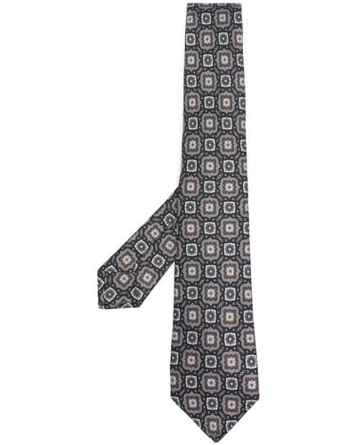 Kiton Krawatte mit geometrischem Motiv - Weiß