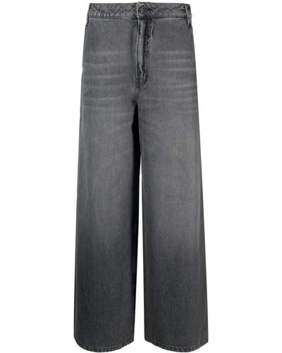Gauchère Wide-leg Washed Jeans - Grey