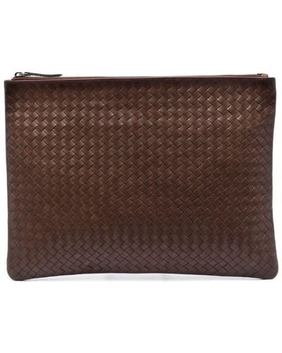 Dragon Diffusion Woven Leather Clutch Bag - Brown