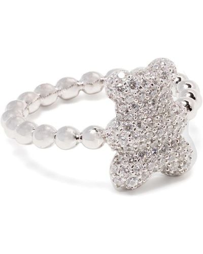 Apm Monaco Bear-motif Crystal-embellished Ring - White