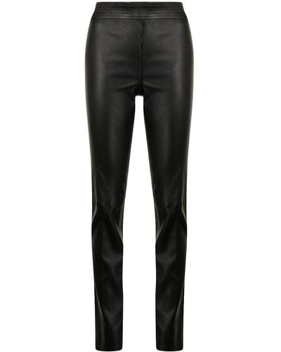 Helmut Lang Slit-cuff Leather Trousers - Black