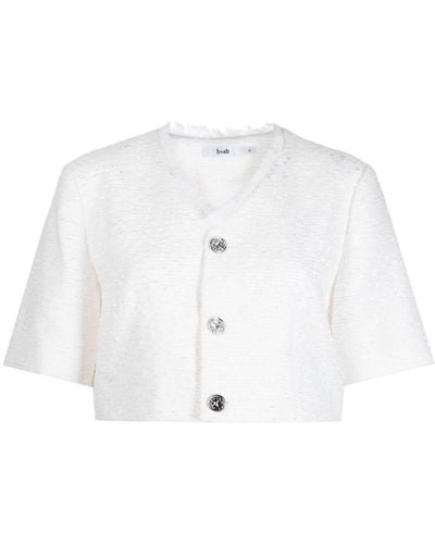 B+ AB Kurzärmeliges Tweed-Hemd - Weiß