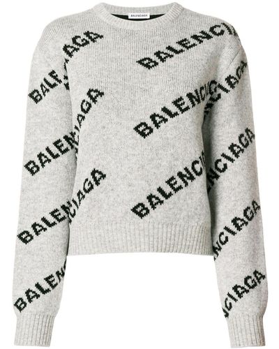Balenciaga Pullover mit Logomuster - Grau