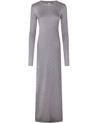 Rabanne Rhinestone-embellished Open-back Maxi Dress - Gray