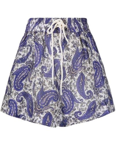 Zimmermann Devi Paisley-print Shorts - Blue