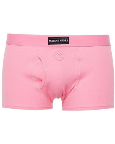 Marine Serre Crescent Moon-embroidered Boxers - Pink