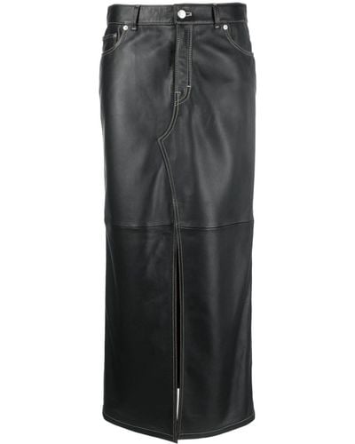 Filippa K High-waisted Leather Straight Skirt - Grey