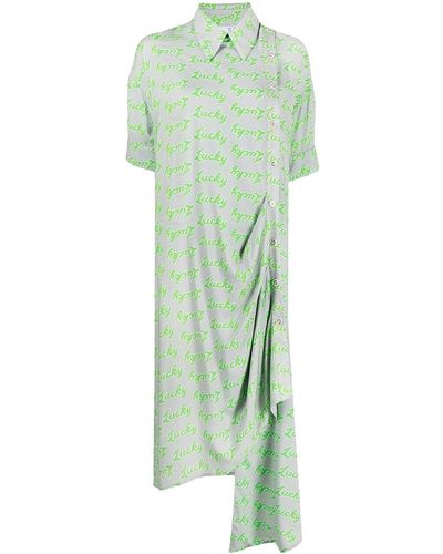 Natasha Zinko Robe-chemise drapée à design asymétrique - Gris