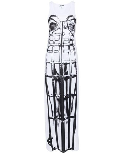Jean Paul Gaultier Bedrucktes Maxikleid aus Jersey - Weiß