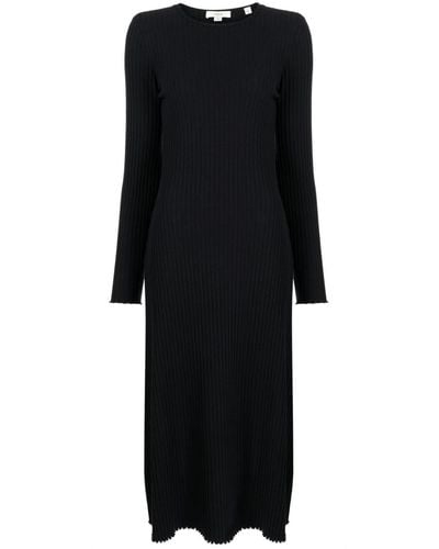 Vince Ribgebreide Midi-jurk - Zwart