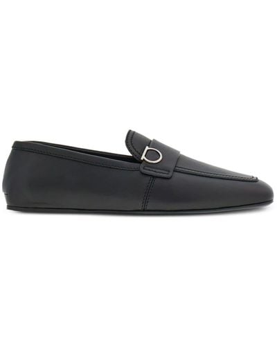 Ferragamo Gancini-plaque Leather Loafers - Black