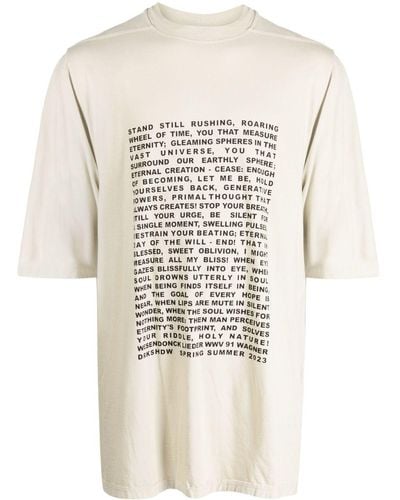 Rick Owens Graphic-print Short-sleeved Cotton T-shirt - Natural