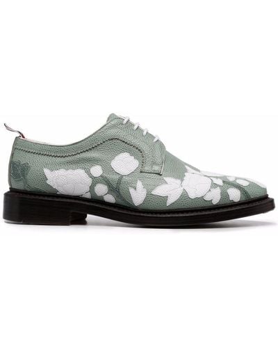 Thom Browne Floral Appliqué Derby Shoes - Green