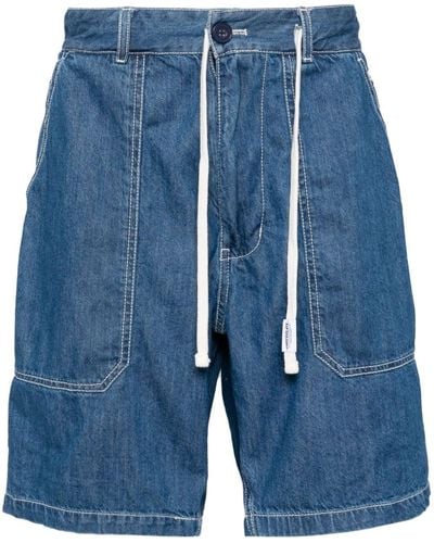 Chocoolate Drawstring-waist Denim Shorts - Blue