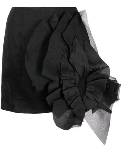 Aje. Ruffled Linen-blend Miniskirt - Black
