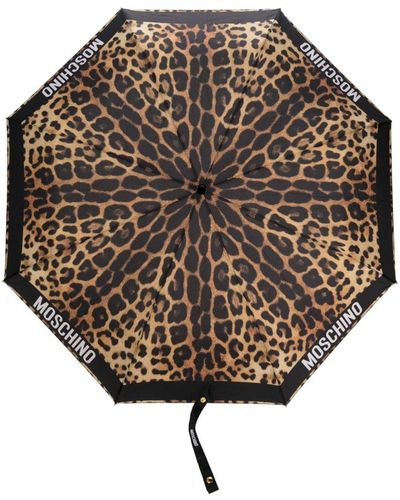 Moschino Cheetah-print Compact Umbrella - Black