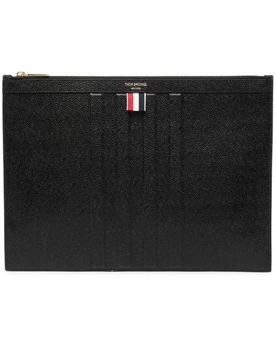 Thom Browne 4-bar Stripe Pebbled Case - Black