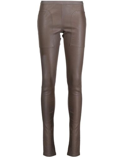 Rick Owens Skinny-cut Leather Trousers - Grey
