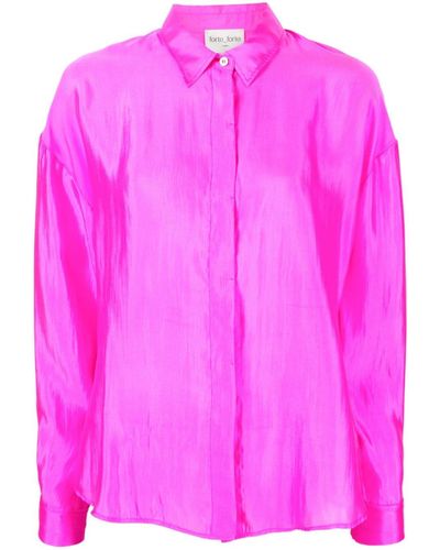 Forte Forte Silk Blend Boyfriend Shirt - Pink