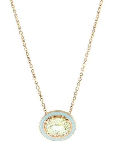 Selim Mouzannar 18kt Rose Gold, Yellow Sapphire And Light Blue Enamel Necklace - Pink