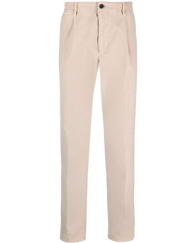 Incotex Logo-embroidered Straight-leg Trousers - Natural
