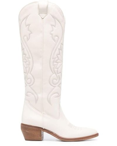 P.A.R.O.S.H. Western 60mm Leather Knee-high Boots - White