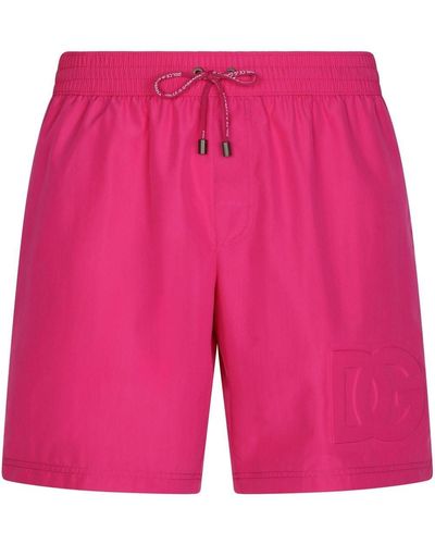 Dolce & Gabbana Embossed-logo Swimming Shorts - Pink
