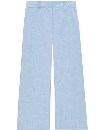 Ganni Mélange-effect Tailored Trousers - Blue