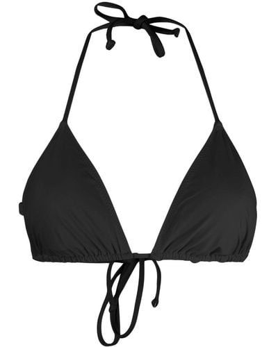 Ganni Top de bikini con cuello halter - Negro
