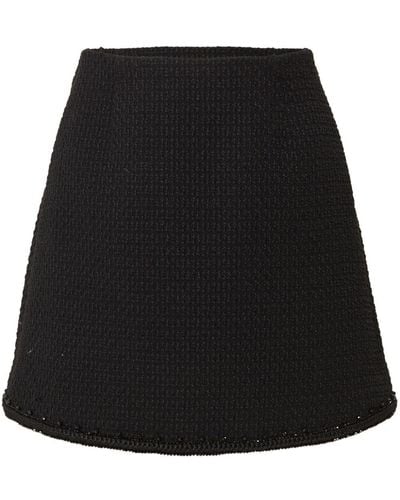Carolina Herrera Embroidered-edge Tweed A-line Miniskirt - Black