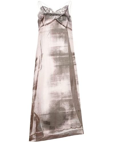 Maison Margiela Freeze-frame Silk Midi Dress - Natural