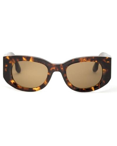 Victoria Beckham Tortoiseshell-effect Oval-frame Sunglasses - Natural