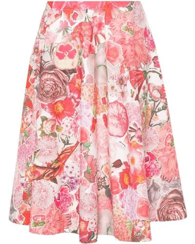 Marni Midi Skirt With Floral Print - Red