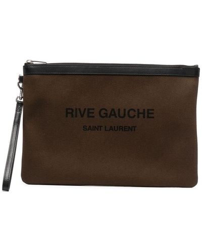 Saint Laurent Clutch Met Logoprint - Bruin