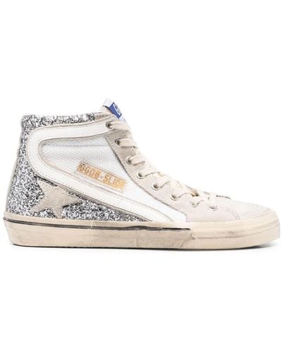 Golden Goose Women's Slide Glitter, Mesh And Suede High-top Sneakers - White