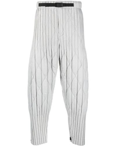 Homme Plissé Issey Miyake Diamond-pattern Straight-leg Pants - Grey