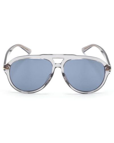 Gucci Gafas de sol con montura oversize y logo - Azul