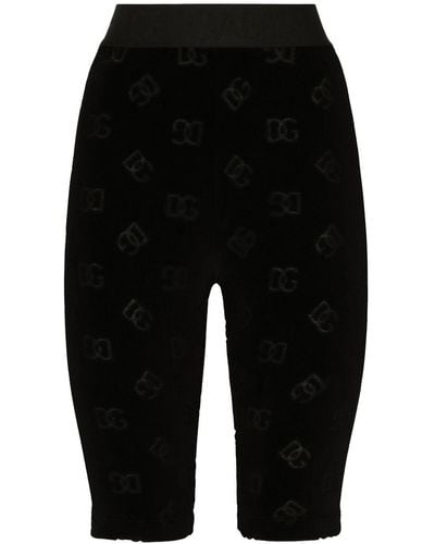 Dolce & Gabbana Dg-logo Flocked Cycling Shorts - Black