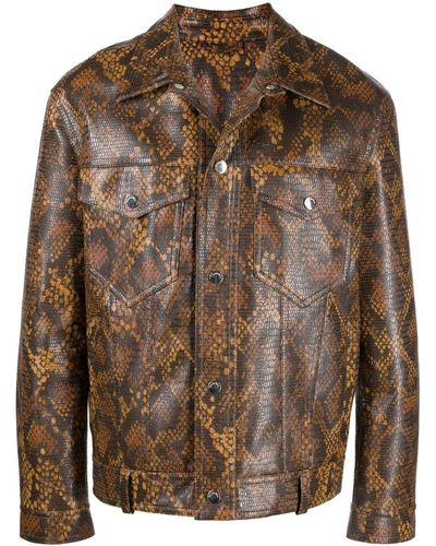 Nanushka Snakeskin-effect Boxy Shirt Jacket - Brown