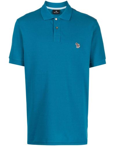 PS by Paul Smith Logo-patch Cotton Polo Shirt - Blue