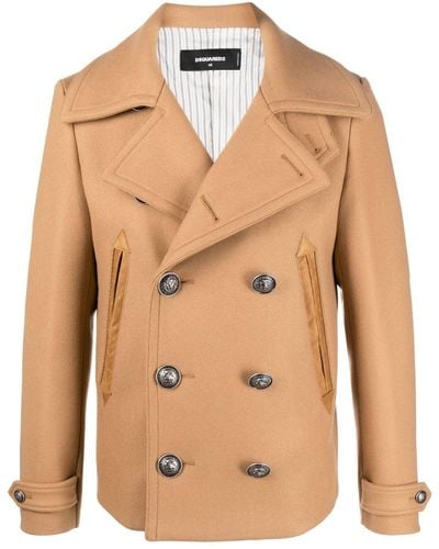 DSquared² Double-breasted Buttoned Coat - Natural