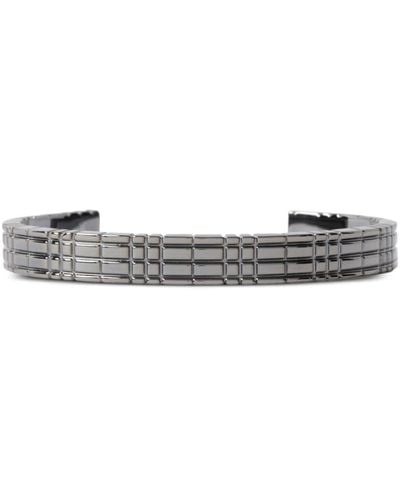 Burberry Check-engraved Cuff Bracelet - White
