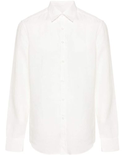 Canali Classic-collar Linen Shirt - White