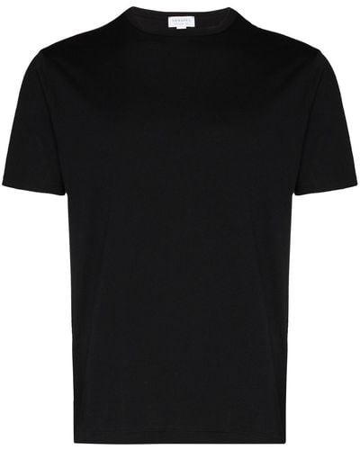 Sunspel Schwarzes klassisches Rundhals-T-Shirt