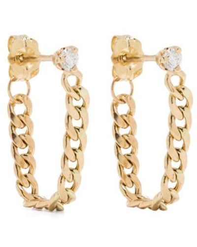 Zoe Chicco 14kt Yellow Gold Curb-chain Diamond Earrings - Black