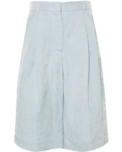 Emporio Armani Twill Linen-blend Shorts - Blue