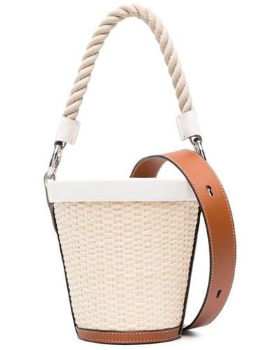 Maison Margiela Rope-handle Woven Bucket Bag - White
